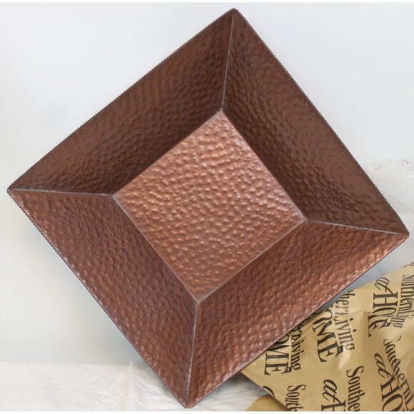 Southern Living Alexandria Container Hammered Brass Metal Square 4 Side #40419 - Picture 2 of 8